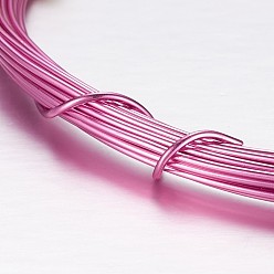 Темно-Розовый Круглая алюминиевая проволока, гибкая металлическая проволока, для поделок и поделок, темно-розовыми, 18 датчик, 1 мм, 5 м / рулон (16.4 фут / рулон)