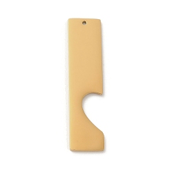 Real 18K Gold Plated Ion Plating(IP) 304 Stainless Steel Big Pendants, Laser Cut, Rectangle Charm, Real 18K Gold Plated, 50x12x1.5mm, Hole: 1.4mm