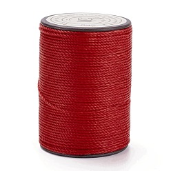 Red Round Waxed Polyester Thread String, Micro Macrame Cord, Twisted Cord, for Leather Sewing Stitching, Red, 0.8mm, about 54.68 Yards(50m)/Roll
