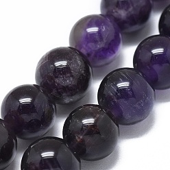 Amethyst Natural Amethyst Beads Strands, Round, 10.5mm, Hole: 1mm, about 17pcs/strand, 6.8 inch(17.5cm)