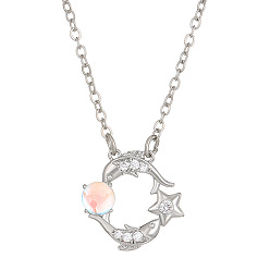 Pisces Constellation Rhinestone Pendant Necklace, Platinum Brass Star Necklace, Pisces, 16.14~19.69 inch(41~50cm)