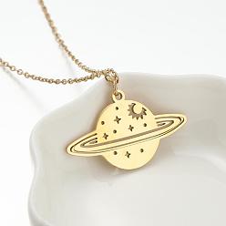 Saturn 1 Necklace Gold Stainless Steel Mini Variety Pattern Pendant Necklace Sun Goddess Geometric Clavicle Chain