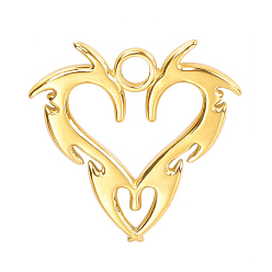Golden Stainless Steel Pendants, Dragon Heart Charms, Golden, 20x20x2mm, Hole: 2.5mm