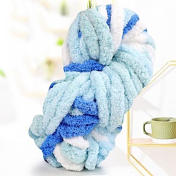 Dodger Blue Segment Dyed Arm Knitting Yarn, Super Softee Thick Fluffy Jumbo Chenille Polyester Yarn, for Blanket Pillows Home Decoration Projects, Dodger Blue, 20mm, about 29.53 yards(27m)/skein