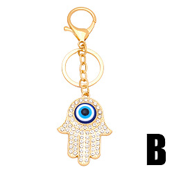 kca35-B Colored rhinestone devil's eye metal keychain pendant creative small gift bag pendant kca36