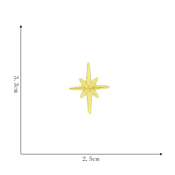 Yellow Computerized Embroidery Cloth Self-adhesive/Sew on Patches, Costume Accessories, 8 Pointed Star, Yellow, 33x25mm