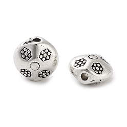 Antique Silver Tibetan Style Alloy Beads, Cadmium Free & Lead Free, Flat Round, Antique Silver, 8.5x9x5.5mm, Hole: 1.5mm, about 833pcs/1000g