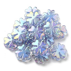 Light Steel Blue UV Plated Acrylic Beads, Iridescent, Bead in Bead, Clover, Light Steel Blue, 25x25x8mm, Hole: 3mm
