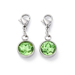 Перидот 304 из нержавеющей стали горный хрусталь подвески, застежка когтя омара, перидот, 27 мм