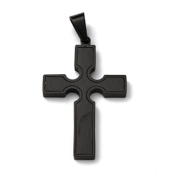 Черный 304 подвески из нержавеющей стали, крест очарование, вакуумные покрытия, чёрные, 42x26.5x3 мм, отверстие : 8x5 мм