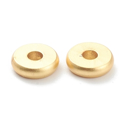Real 18K Gold Plated Brass Beads, Long-Lasting Plated, Flat Round/Disc, Heishi Beads, Matte Style, Real 18K Gold Plated, 7x2mm, Hole: 1.8mm