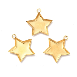 Golden Ion Plating(IP) 304 Stainless Steel Pendant Cabochon Settings, Plain Edge Bezel Cups, Star, Golden, Tray: 13x12mm, 18.5x17x1.6mm, Hole: 1.7mm