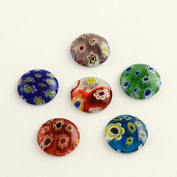 Mixed Color Handmade Millefiori Glass Cabochons, Half Round/Dome, Mixed Color, 15x4mm