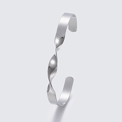 Stainless Steel Color 304 Stainless Steel Cuff Bangles, Stainless Steel Color, 2 inch(5cm)x2-3/4 inch(6.9cm)