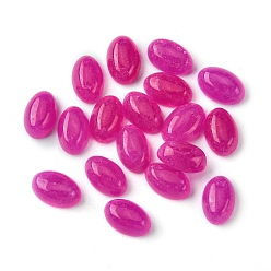 White Jade Natural White Jade Cabochons, Oval, Dyed, Magenta, 6x4x2~2.5mm