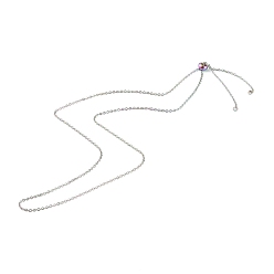 Rainbow Color Ion Plating(IP) 304 Stainless Steel Slider Necklace Makings, with Cable Chains and Stopper Beads, Rainbow Color, 23.42 inch(59.5cm)