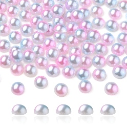 Pink Imitation Pearl Acrylic Cabochons, Dome, Pink, 6x3mm