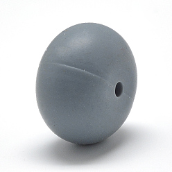 Slate Gray Food Grade Eco-Friendly Silicone Beads, Chewing Beads For Teethers, DIY Nursing Necklaces Making, Rondelle, Slate Gray, 14x8mm, Hole: 3mm