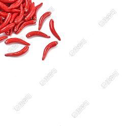 Red 10Pcs Handmade Porcelain Pendants, Hot Pepper Charms, Red, 33.5~35x7x6.5mm, Hole: 1.4~1.5mm