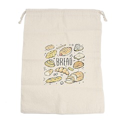 Папайя Оранжевый Хлопчатобумажные мешочки с рисунком хлеба, шнурок сумки, прямоугольные, papayawhip, 39~39.5x29.5~30x0.25~0.3 см