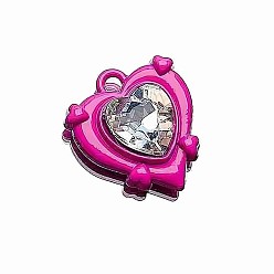 Кристалл Подвески из сплава и страза, розовые сердечки, кристалл, 16x15 мм