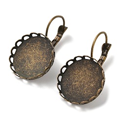 Античная Бронза Латунные серьги с застежкой-молнией своими руками, плоско-круглые, античная бронза, лоток : 18 мм, 32x19 мм