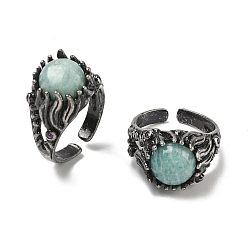 Амазонит Манжеты из натурального амазонита, круглые, медные кольца, 13 мм