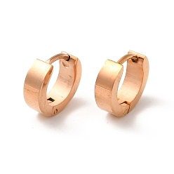Rose Gold Polishing Ion Plating(IP) 304 Stainless Steel Hoop Earrings, Rose Gold, 9x3mm