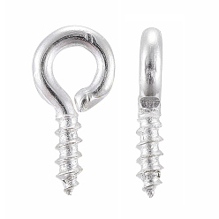 Silver Iron Screw Eye Pin Peg Bails, For Half Drilled Beads, Silver Color Plated, 8x4x1mm, Hole: 2mm