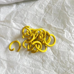 Yellow Baking Painted Iron Open Jump Rings, Round Ring, Yellow, 10x1.4mm