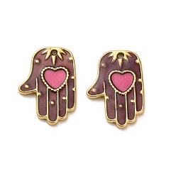 Индийский Красный 304 подвески из нержавеющей стали, пальмы с сердцем, с эмалью, реальный 18 k позолоченный, ионное покрытие (ip), Индийская красная, 20x14x2 мм, отверстие : 1 мм