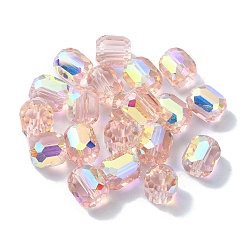 Lavender Blush AB Color Plated Glass Beads, Faceted Barrel, Lavender Blush, 8.5x7.5mm, Hole: 1.4mm