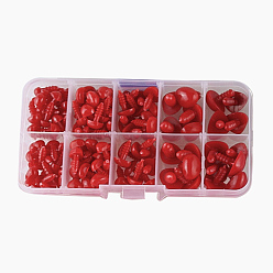 Red Triangle Plastic Craft Safety Screw Noses Set, Animal Bear Doll Making Supplies, Red, 6x8mm, 125pcs/box