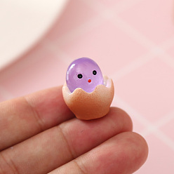 Lilac Luminous Resin Broken Chicks Ornaments, for Home Desktop Display Decorations, Glow in the Dark, Lilac, 23x18mm