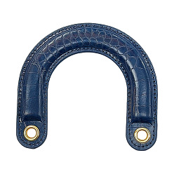 Prussian Blue PU Leather Bag Handles, Arch, for Bag Replacement Accessories, Prussian Blue, 12x11cm