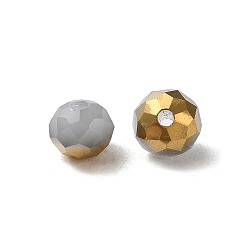 Dark Gray Electroplate Glass Beads, Half Golden Plated, Faceted, Rondelle, Dark Gray, 4.3x3.7mm, Hole: 1mm, 500pcs/bag