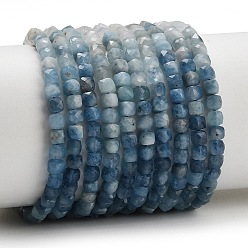 Аквамарин Нити из бусин бирюзового цвета с градиентным переходом цвета, натурального дьявольского синего., кубические, граненые, 3.5~4x3.5~4x3.5~4 мм, отверстие : 0.7~0.8 мм, около 96~104 шт / нитка, 15.16'' (38.5 см) ~ 15.47'' (39.3 см)