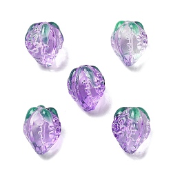 Средний Фиолетовый Прозрачные стеклянные эмалевые бусины клубника, средне фиолетовый, 13.5x11~12 мм, отверстие : 1.2 мм