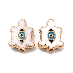 Белый Бисера эмали сплава, черепаха со злым глазом, золотые, белые, 12.5x10x4 мм, отверстие : 1.5 мм