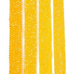 Оранжевый Стеклянные бусины с гальваническим покрытием , гальваническое покрытие, граненые, рондель, оранжевые, 6x5 мм, отверстие : 1 мм, около 80~85 шт / нитка, 38~40 см