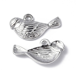 Stainless Steel Color 304 Stainless Steel Charms, Bird Charm, Stainless Steel Color, 8.5x15.5x2mm, Hole: 1mm
