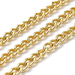 Light Gold Oxidation Aluminum Diamond Cut Faceted Curb Chains, Twisted Chains, Unwelded, with Spool, Light Gold, 5x3.5x1.2mm, about 328.08 Feet(100m)/Roll