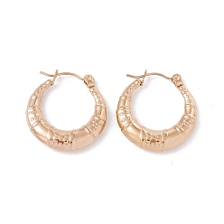 Rose Gold Ion Plating(IP) 304 Stainless Steel Croissant Chunky Hoop Earrings for Women, Rose Gold, 23x22x4mm, Pin: 0.6mm