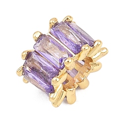 Фиолетовый Латунные микро проложить Цирконий Европейский бисером, баррель, большое отверстие шарик, долговечный, стойки покрытие, без свинца и без кадмия, реальный 18 k позолоченный, фиолетовые, 11.5x7 мм, отверстие : 6 мм