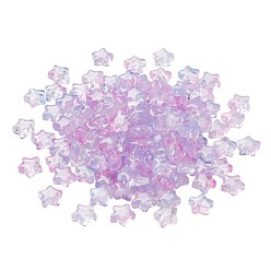 Violet Transparent Glass Beads, Star, Violet, 8x8.5x4mm, Hole: 1mm, 30pcs/bag