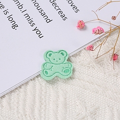 Medium Spring Green Bear Cloth Labels, Handmade Embossed Tag, for DIY Jeans, Bags, Shoes, Hat Accessories, Medium Spring Green, 18x19mm