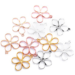 Mixed Color DIY Jewelry Accessories Hollow Flower Alloy Pendant, Mixed Color, 19x17mm