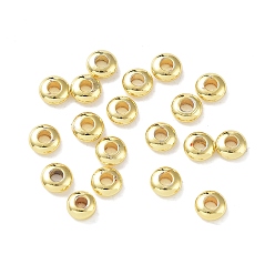 Настоящее золото 18K Spacer бисер латунные, шариков Rondelle, долговечный, реальный 18 k позолоченный, 5x2 мм, отверстие : 1.6 мм
