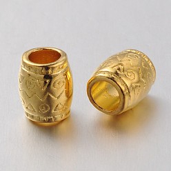 Golden Tibetan Style Spacer Beads, Lead Free & Cadmium Free, Column, about 6.5mm in diameter, 8mm long, hole: 4mm