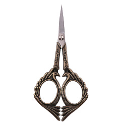 Antique Bronze & Stainless steel Color Stainless Steel Phoenix Scissors, Alloy Handle, Embroidery Scissors, Sewing Scissors, Antique Bronze & Stainless steel Color, 12.6cm